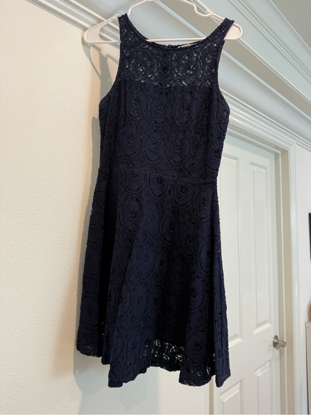 BB Dakota Navy Lace Fit-and-Flare Dress
